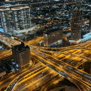 Dubai road at night