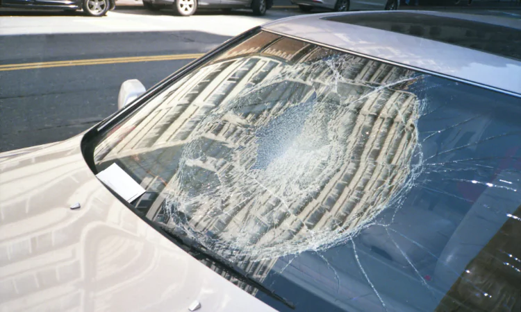 Broken car glass