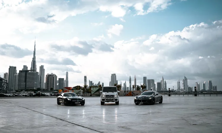Luxury Cars at an Open Space in Dubai