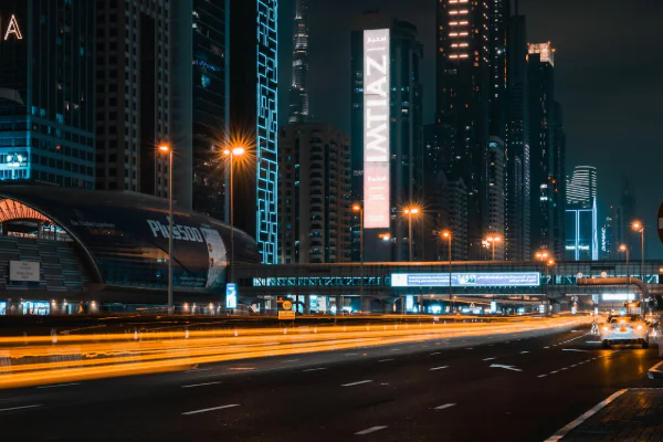 Night View of Dubai's Futuristic Skyline